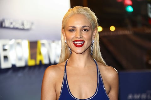 Eiza Gonzalez poses for photographers upon arrival at the premiere of the film 'Ambulance' in London Wednesday, March 23, 2022. (Photo by Joel C Ryan/Invision/AP)