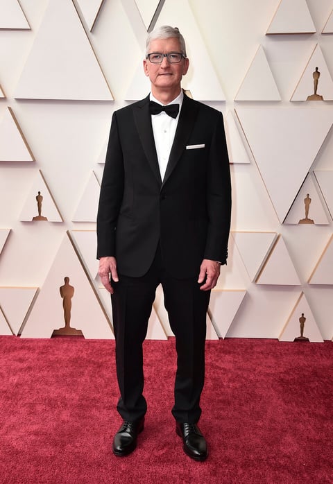 Tim Cook arrives at the Oscars on Sunday, March 27, 2022, at the Dolby Theatre in Los Angeles. (Photo by Jordan Strauss/Invision/AP)
