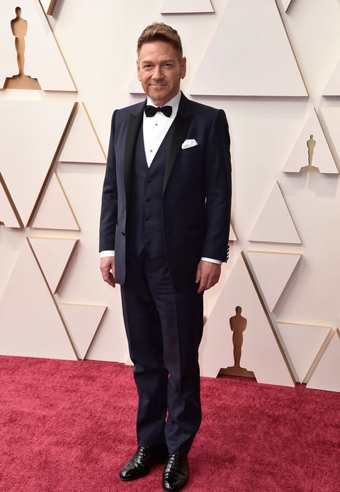 Kenneth Branagh arrives at the Oscars on Sunday, March 27, 2022, at the Dolby Theatre in Los Angeles. (Photo by Jordan Strauss/Invision/AP)
