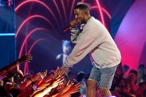 Kid Cudi performs at the Kids Choice Awards on Saturday, April 9, 2022, at the Barker Hangar in Santa Monica, Calif. (AP Photo/Chris Pizzello)