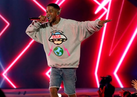 Kid Cudi performs at the Kids Choice Awards on Saturday, April 9, 2022, at the Barker Hangar in Santa Monica, Calif. (AP Photo/Chris Pizzello)