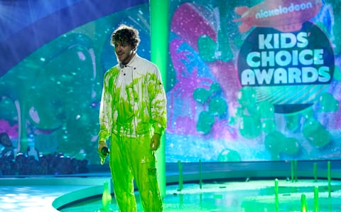 Jack Harlow appears on stage at the Kids Choice Awards on Saturday, April 9, 2022, at the Barker Hangar in Santa Monica, Calif. (AP Photo/Chris Pizzello)1