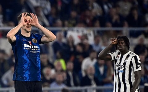 Rome (Italy), 11/05/2022.- Inter's Ivan Perisic (L) celebrates after scoring a goal during the Coppa Italia final between Juventus FC and Inter Milan at the Olimpico stadium in Rome, Italy, 11 May 2022. (Italia, Roma) EFE/EPA/Riccardo Antimiani