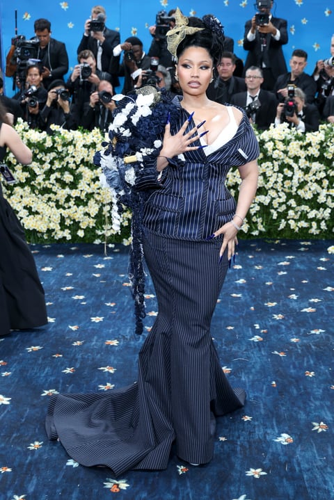 NEW YORK (United States), 06/05/2025.- Trinidadian rapper Nicki Minaj poses on the red carpet for the 2025 Met Gala, the annual benefit for the Metropolitan Museum of Art's Costume Institute, in New York, New York, USA, 05 May 2025. The event coincides with the Met Costume Institute's spring 2025 exhibition ‘Superfine: Tailoring Black Style’ which will be on view from 10 May 2025 through 26 October 2025.  (Nueva York) EFE/EPA/JUSTIN LANE