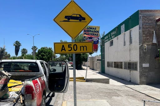 Imagen Fortalecen señalización y colocación de reductores de velocidad en San Pedro