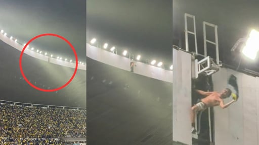 Un aficionado del América es captado celebrando desde lo más alto del estadio Azteca y el video se ha viralizado en las redes sociales. (FOTO: ESPECIAL)
