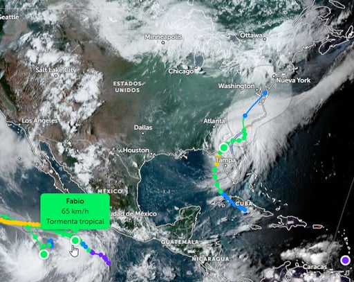 Imagen Se forma Tormenta Tropical Fabio, estos son los estados que serán afectados