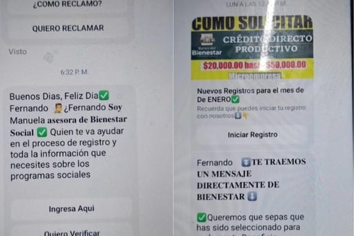 Imagen Alerta Bienestar por mensajes fraudulentos sobre préstamos a cambio de información