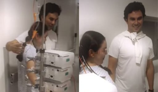 Imagen 'Checo' Pérez sorprende en hospital a pequeña aficionada con emotivo encuentro