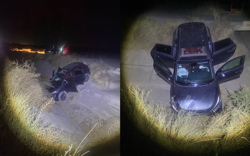 Imagen Abandonan camioneta tras caer en canal de riego en Gómez Palacio