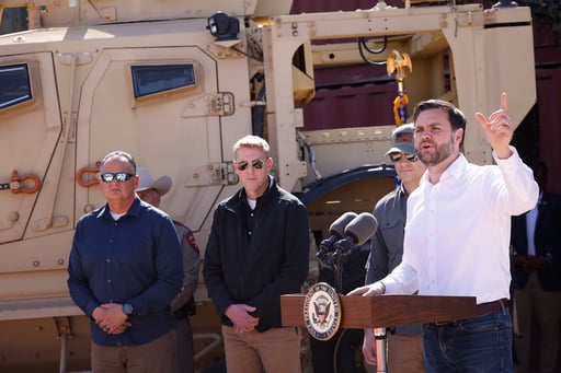 Imagen Despliega México dispositivo en frontera con Texas ante visita de JD Vance