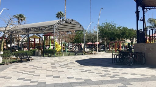 Imagen Un 85 % de avance, la remodelación de la Plaza Juárez del municipio de Matamoros