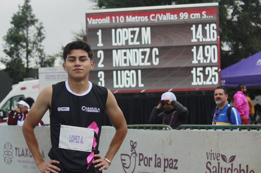 Ángel Iván López superó una lesión y recuperación, para encabezar el
pódio de los 110 metros con vallas, en categoría Sub 19. (Especial)