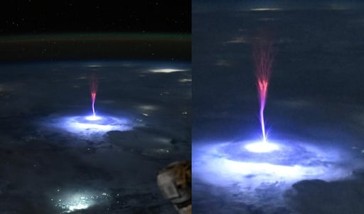 Columna de luces rojas sobre México (@Astro_Ayers)