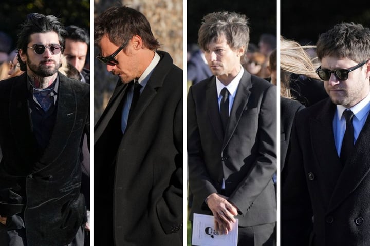 Los integrantes de One Direction se reúnen en público en el funeral de Liam Payne