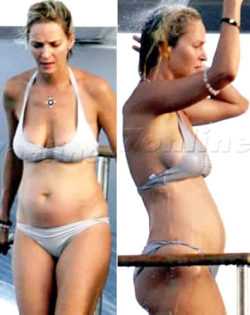 Aunque fuera de forma, la actriz se dejó ver con poca ropa en Italia. Algunos especulan que podría estar embarazada. (Fotos tomadas de x17online.com )