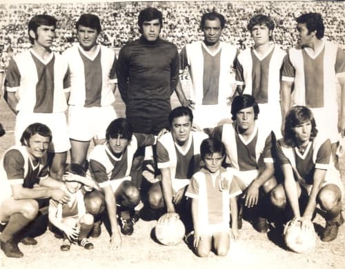 Laguna temporada 71-72. Arriba de izquierda a derecha Ramírez, Navarro, Kuri, Lostanau, Lazo y Arévalo. Abajo Rendo, Pineda, Piña, López y “El Bambino’’ Veira.