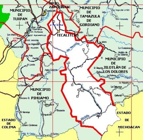 Mapa. Imagen de la ubicación del municipio de Jilotlán de los Dolores, Jalisco.