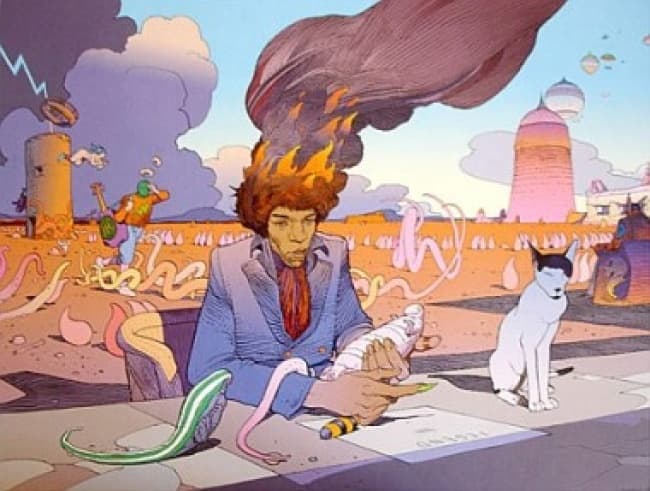 Jimi Hendrix según Moebius. ARCHIVO