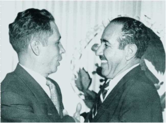 Dos grandes amigos de Salvador Novo: El expresidente Gustavo Díaz Ordaz (1911-1979), y Raúl López Sánchez (1904-1957), exgobernador de Coahuila. (Archivo de Graciela López Mercado)