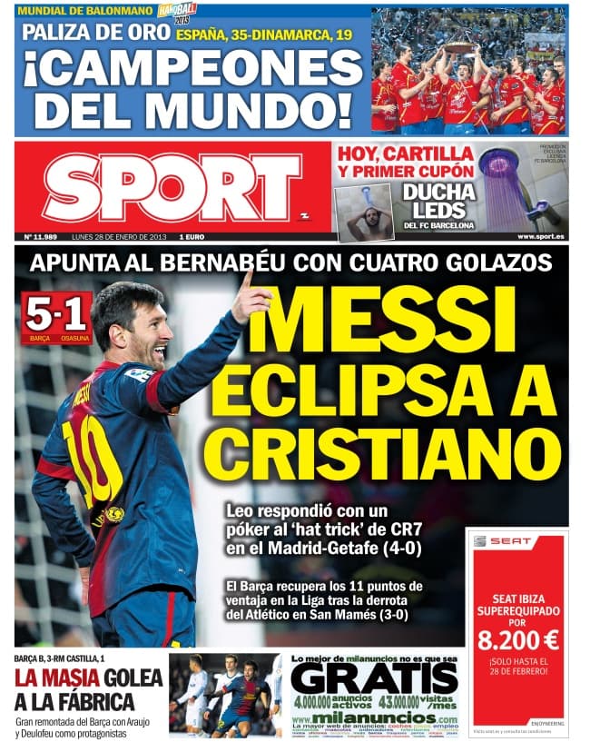 Póquer de Messi y narración fallida destacan en twitter