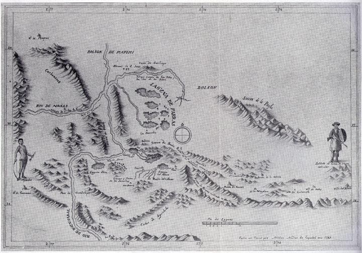 “La región de La Laguna y el sur de Coahuila.Melchor Núñez de Esquivel. 1787. (Allessio Robles… Coahuila y Texas…).