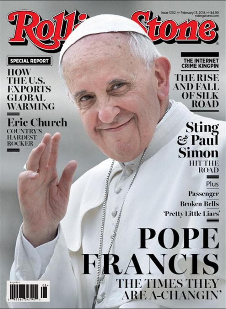 El rostro de Jorge Bergoglio estará acompañado de la frase 'The Times They Are A-Changin'' (Los tiempos están cambiando), nombre de una famosa canción de Bob Dylan. (Internet)