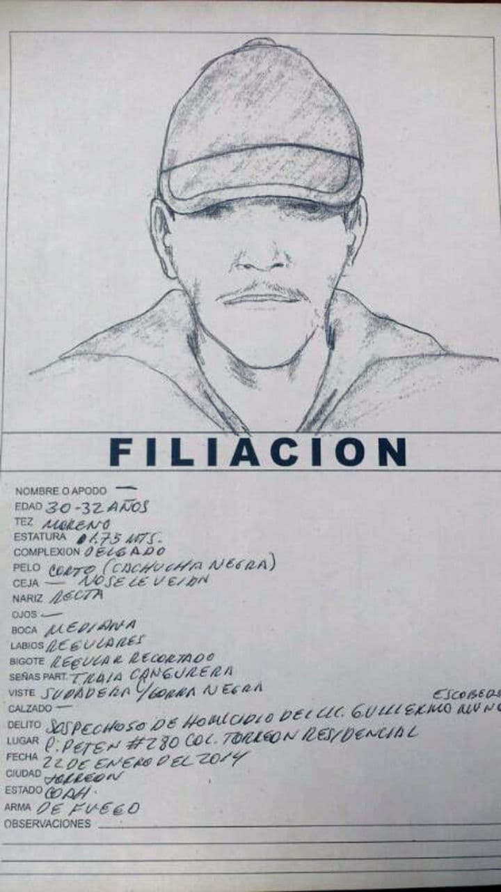 Se busca. Las autoridades difundieron el retrato hablado del presunto asesino de Guillermo Escobedo.