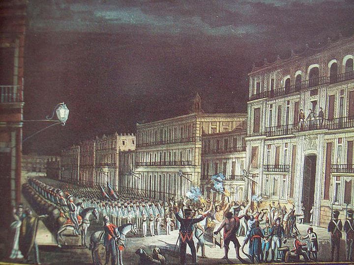 Proclamación de Iturbide el 19 de marzo de 1822. Acuarela anónima. Museo Nacional de Historia. INAH México.