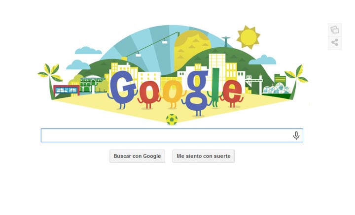 Google celebra ya el inicio de la copa del Mundo con un 'doodle' conmemorativo que estará cambiando con motivo de cada juego. (Internet)