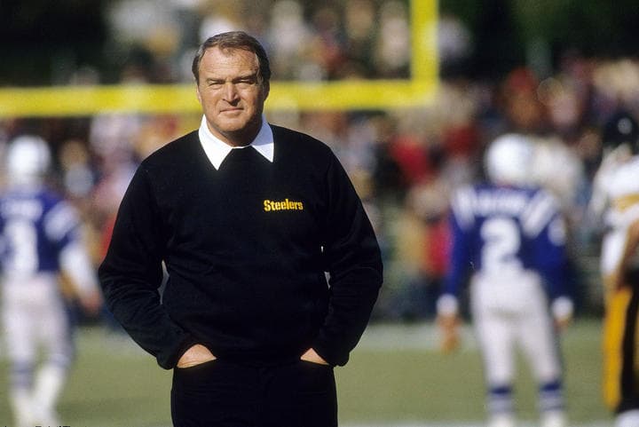 El legendario exentrenador en jefe estableció una marca de 209 triunfos, 156 derrotas y un empate mientras estuvo al frente de los Steelers de 1969 a 1991. (Internet)