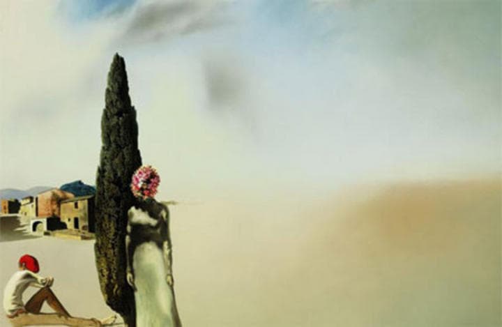 Primavera necrofílica, cuyo nombre original es 'Printemps nécrophilique', es un óleo sobre lienzo en dimensiones de 21 ½ por 25 5/8 pulgadas. (ESPECIAL)