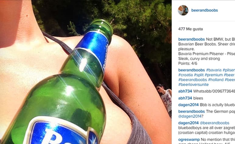 El día de la cerveza fue el pretexto para tomar las sugerentes selfies. (INSTAGRAM)