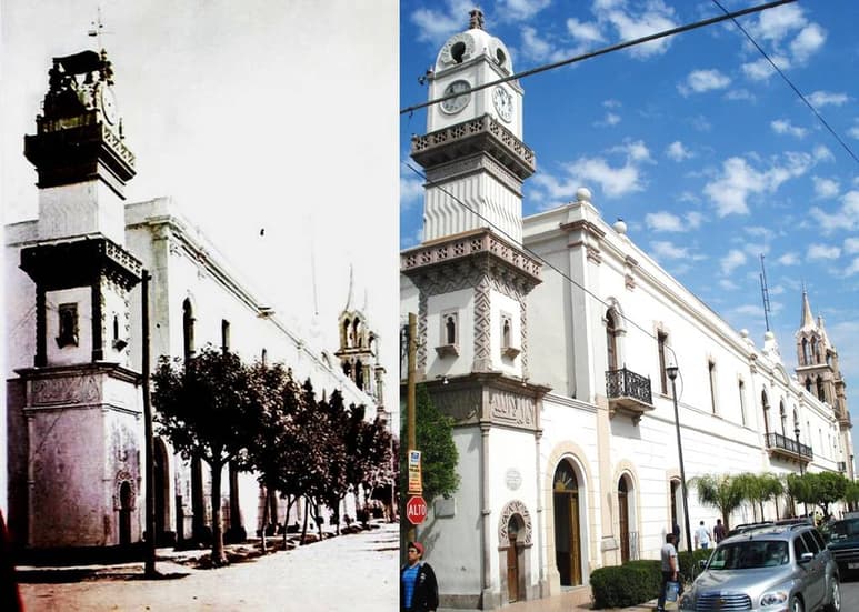 En la primera imagen de 1947, el reloj descubierto con una carátula; en la segunda con tres carátulas y cubierto.