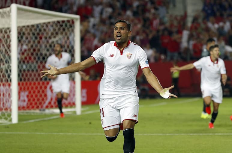 Gabriel Mercado fue el autor del gol de Sevilla. (EFE)