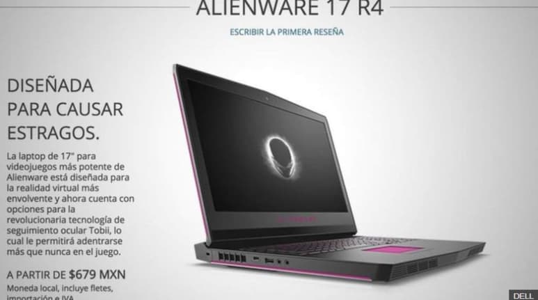 El sitio web mostraba gratis el modelo de Alienware, cobrando solamente el envío. (ESPECIAL)
