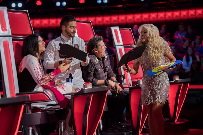 Quieren ganar. Laura Pausini, Maluma, Carlos Vives y Yuri son los cuatro coaches de la quinta temporada de La Voz... México, la cual arrancó transmisiones el pasado domingo. (CORTESÍA TELEVISA)