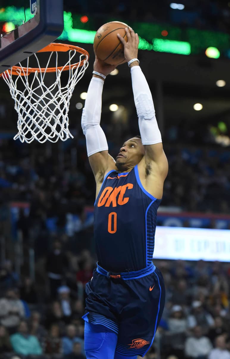 Russell Westbrook, del Thunder de Oklahoma City. (AP)