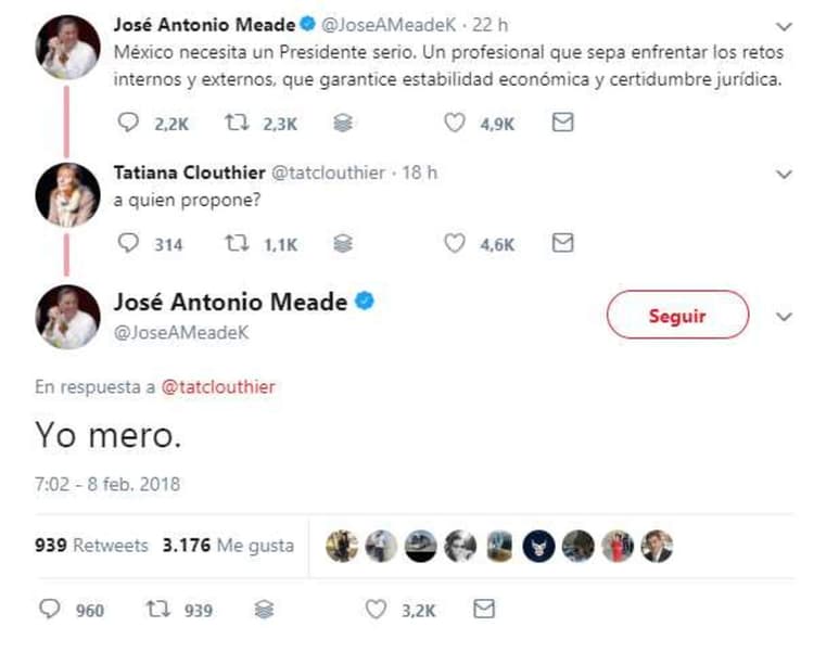 Por lo que la coordinadora de la precampaña de Andrés Manuel López Obrador, Tatiana Clouthier, lo cuestionó por la misma vía y escribió: 'a quién propone'. (ESPECIAL)