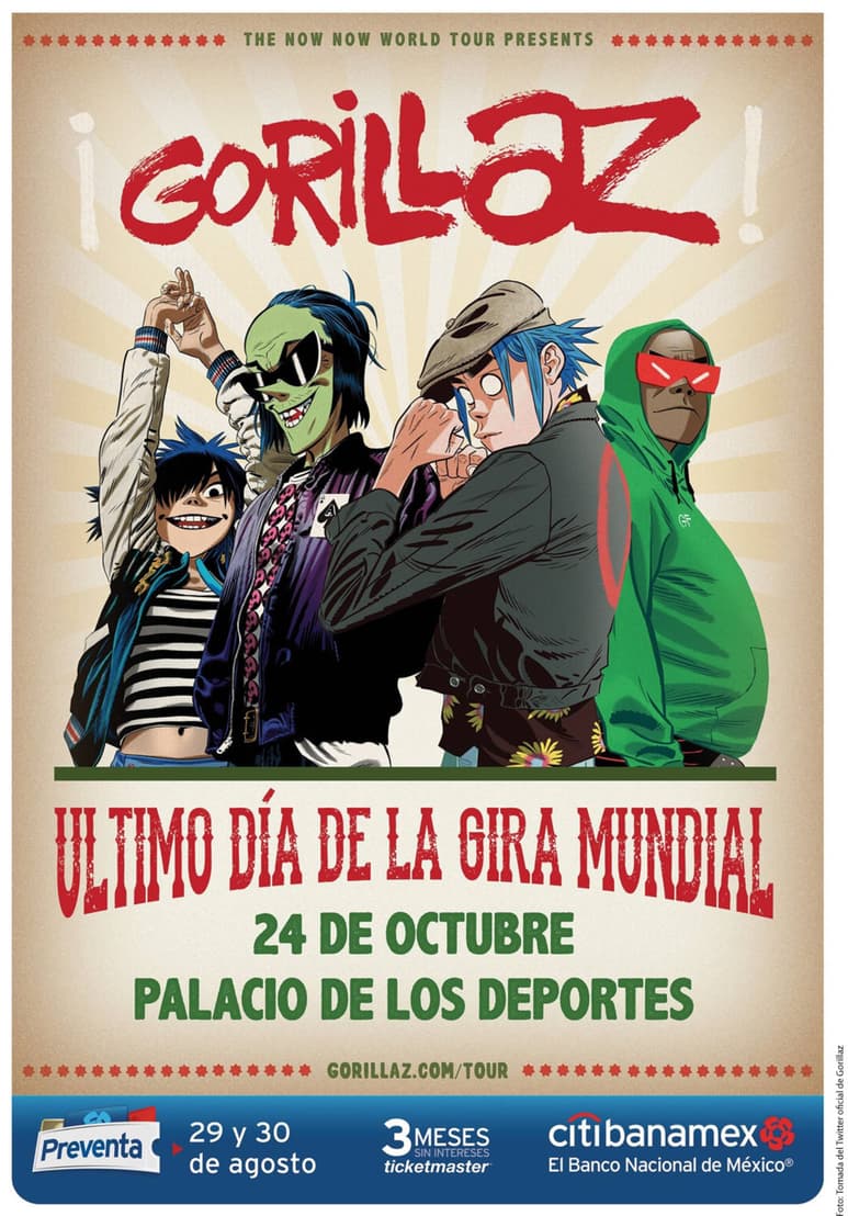 De nuevo. Gorillaz regresa a CDMX tras una actuación histórica ante 80 mil personas en el pasado Festival Vive Latino. (ESPECIAL)