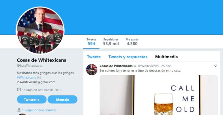 'Los Whitexicans' es una cuenta de Twitter que se burla de los mexicanos clasistas. (ESPECIAL)