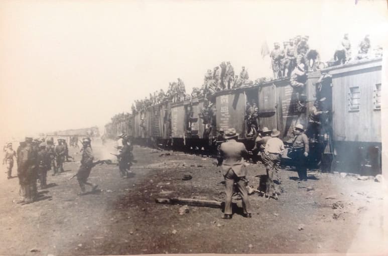 La Tropa en el ferrocarril. Marzo de 1929.