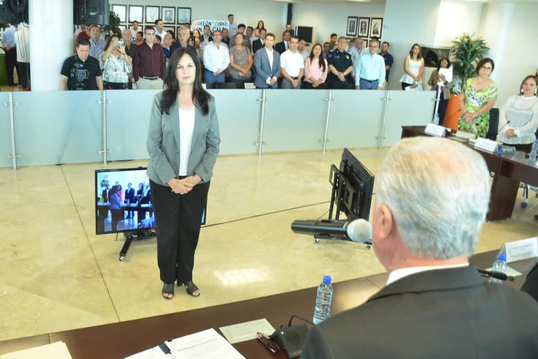 María Mayela Ramírez Sordo fue designada como tesorera Municipal del Ayuntamiento. (EL SIGLO DE TORREÓN/FERNANDO COMPEÁN)