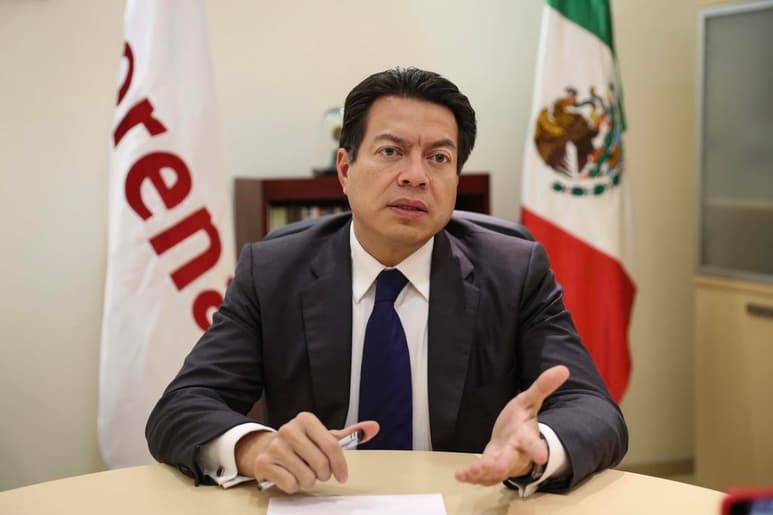 Mario Delgado, coordinador de Morena, dijo que el Presidente de la República, desde la noche del 1 de julio dijo un objetivo muy claro, dijo 'vamos a aprovechar este gran bono democrático que nos está dando la sociedad mexicana, para ir hacia una auténtica democracia'. (ARCHIVO)