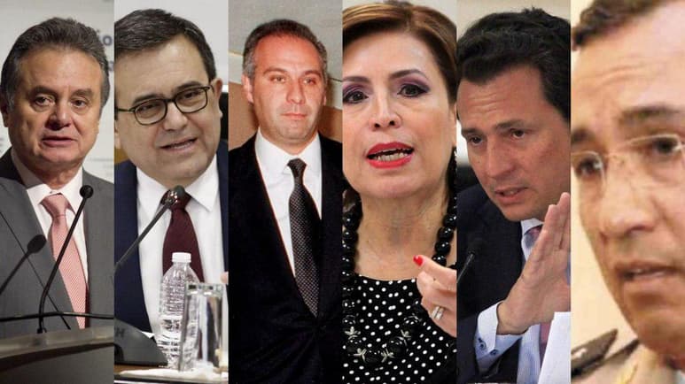 Están en la mira del gobierno los exsecretarios de Desarrollo Social, Rosario Robles; de Energía, Pedro Joaquín Coldwell; de Economía, Ildefonso Guajardo, y el exdirector de Pemex, Emilio Lozoya, además del general León Trauwitz, quien fue jefe de escoltas de Peña Nieto durante su gestión al frente del Estado de México y jefe de Seguridad de Pemex, así como Juan Collado, quien fue abogado del priista.