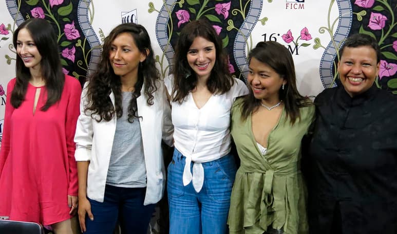 Elenco. La actriz argentina Agustina Quinci, de izquierda a derecha, la productora mexicana Tatiana Graullera, la directora mexicana Lila Avilés y las actrices mexicanas Gabriela Cartol y Teresa Sánchez.