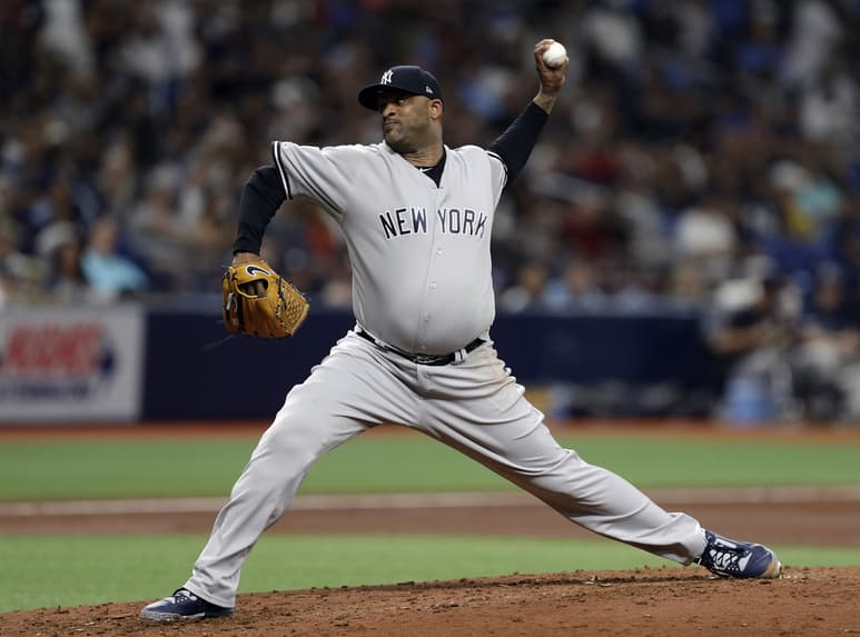 CC Sabathia no jugó en la Serie Divisional ante los Mellizos por dolor en el hombro izquierdo. (AP)