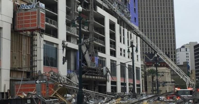 Un hotel de la cadena Hard Rock en construcción en el borde del histórico Barrio Francés de Nueva Orleans se derrumbó parcialmente el sábado. (ESPECIAL)