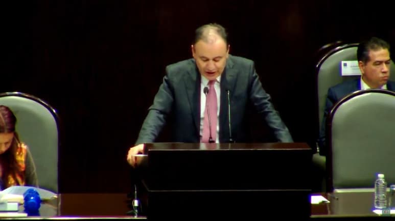 El titular de la Secretaría de Seguridad y Protección Ciudadana, Alfonso Durazo, compareció ante el pleno de la Cámara de Diputados. (ESPECIAL)