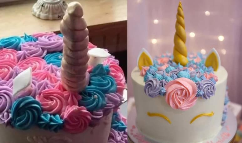 La madre de la niña del cumpleaños compartió las imágenes del pastel en redes sociales.